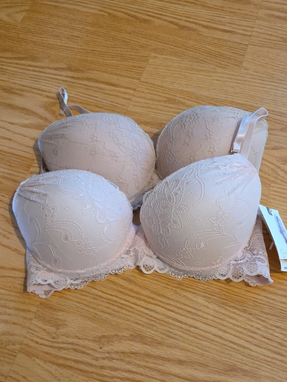 Jessica Simpson Light Blush and Nude Lace Push-Up Bras 36C